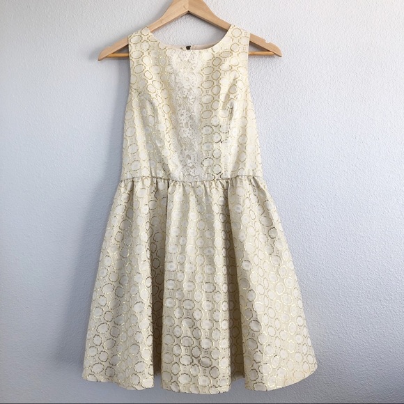 Xhilaration Dresses & Skirts - Xhilaration Cream Gold Patterned Floral Dress M